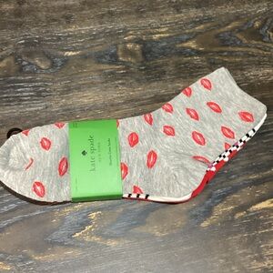 Kate Spade Red Lip Print Shortie Crew Socks